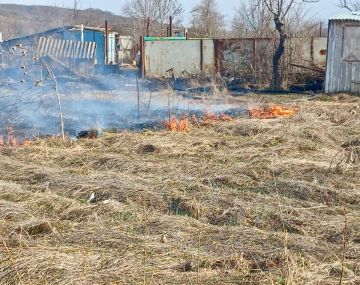 В с. Цъорбис Знаурского района ликвидировано возгорание сухостоя