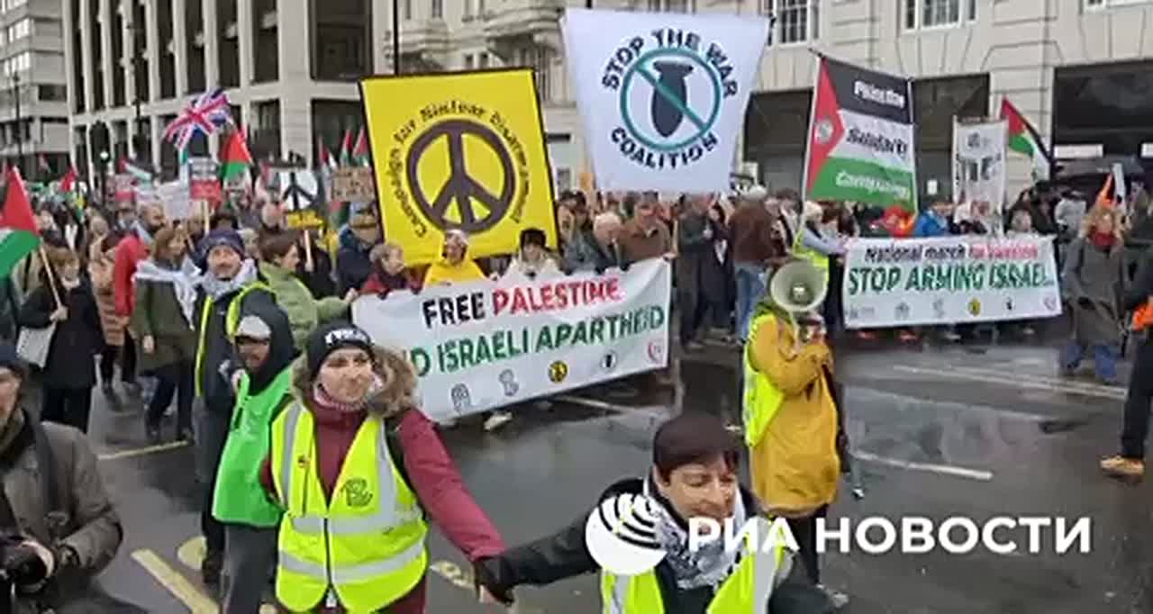 Десятки тысяч человек вышли на демонстрацию в поддержку Палестины в Лондоне и Риме